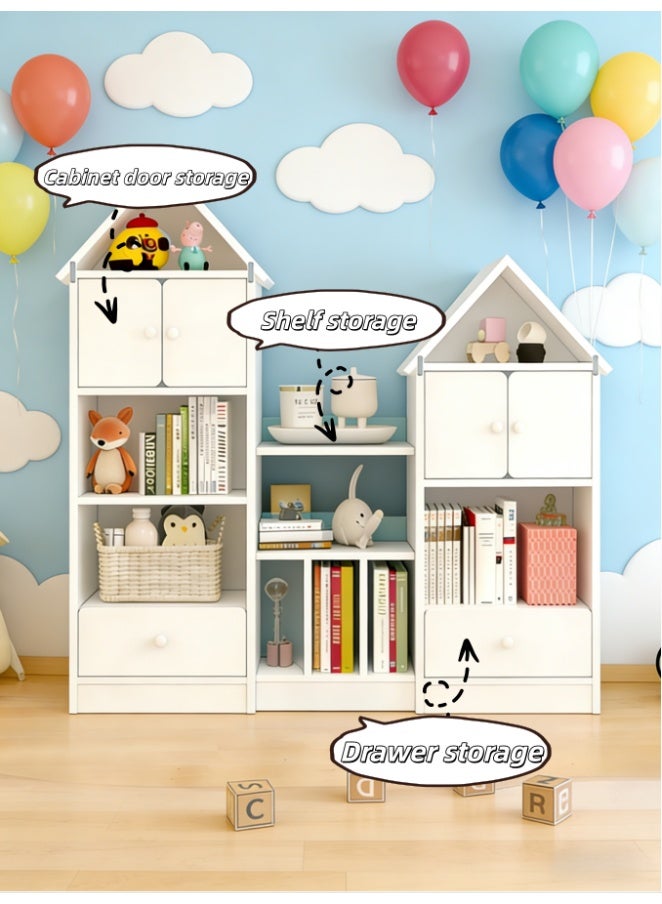 Castle Shape Children's Bookshelf, Kids Bookcase Display Case Kids Toy Storage Organizer Multifunctional Storage Cabinet Bookshelf Suitable for Playroom, Children's Room, Living Room (White, SGG049DG) - Image 4
